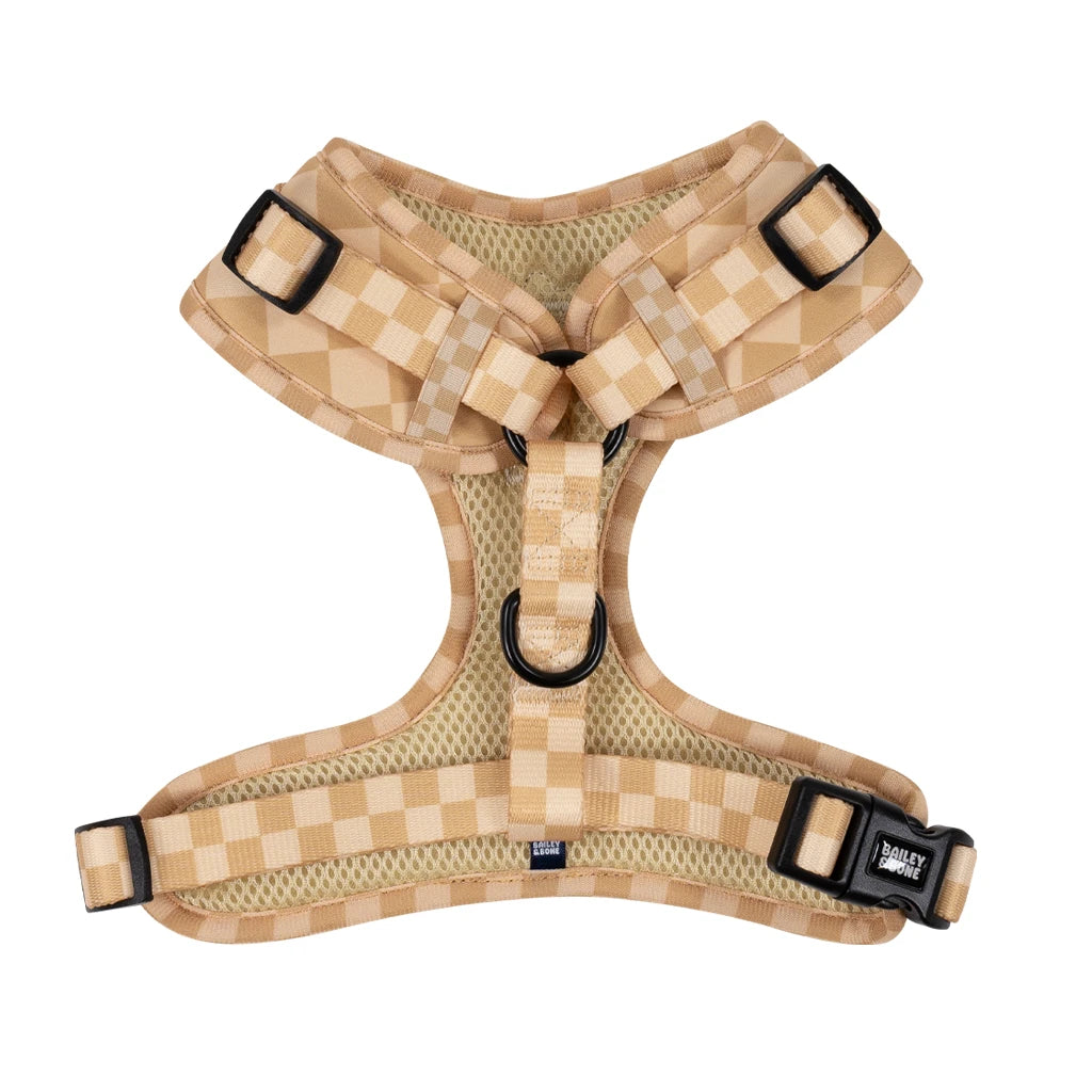 Beige And Tan Checkers Dog Harness
