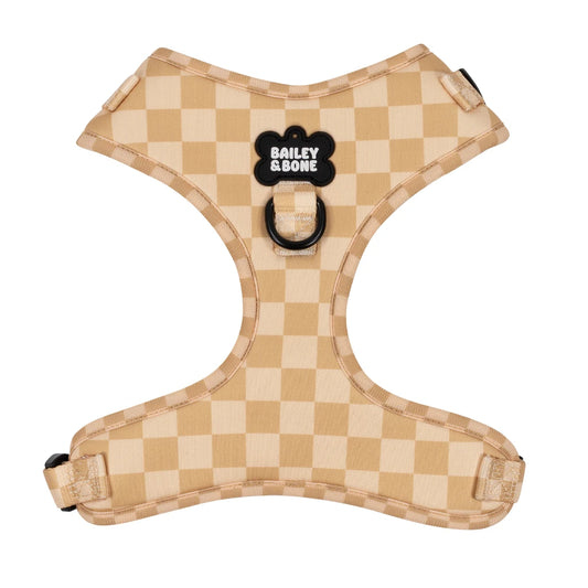 Beige And Tan Checkers Dog Harness