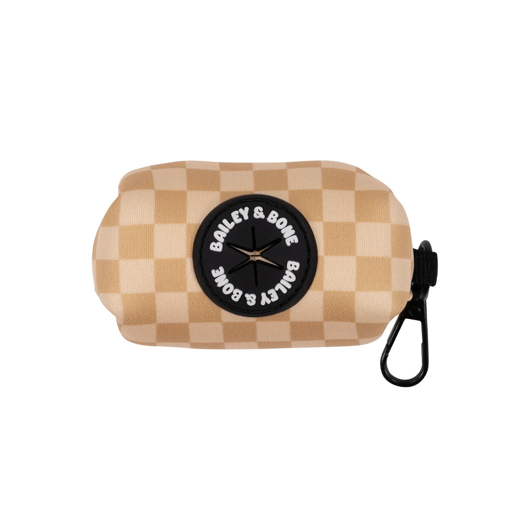 Beige And Tan Checkers Poop Bag Holder