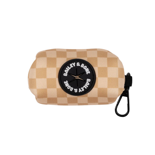 Beige And Tan Checkers Poop Bag Holder