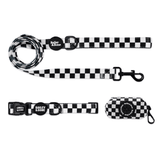 Black And White Checkers Collar And lead Bundle
