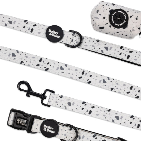 Black And White Terrazzo Collar And Lead Bundle