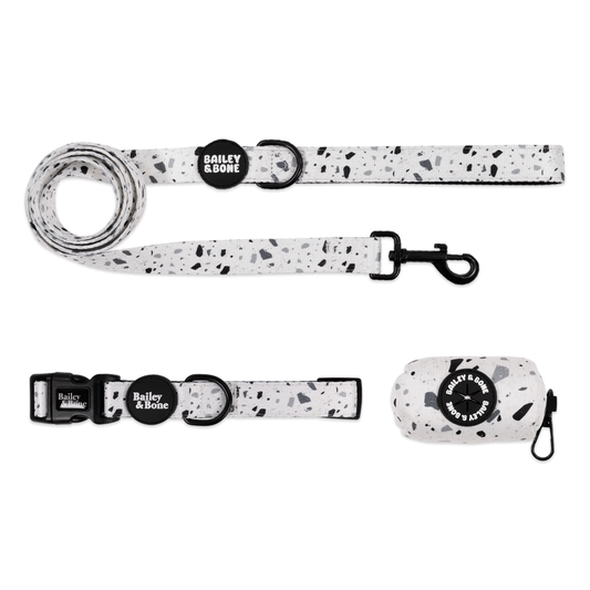 Black And White Terrazzo Collar And Lead Bundle