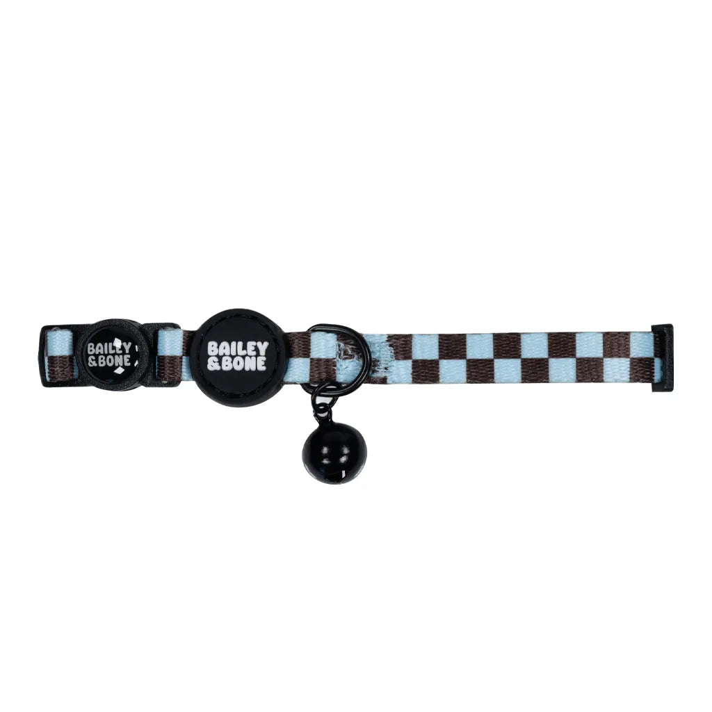 Blue And Brown Checkers Cat Collar
