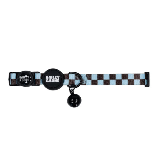 Blue And Brown Checkers Cat Collar