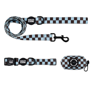 Blue And Brown Checkers Collar Bundle