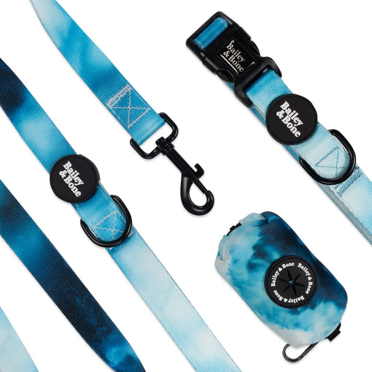 Blue Marble Tie Dye Collar And Lead Bundle