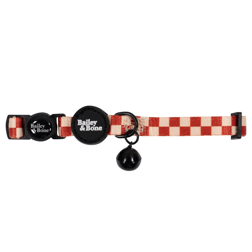 Brown And Beige Checkers Cat Collar