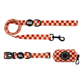 Brown And Beige Checkers Collar And Lead Bundle