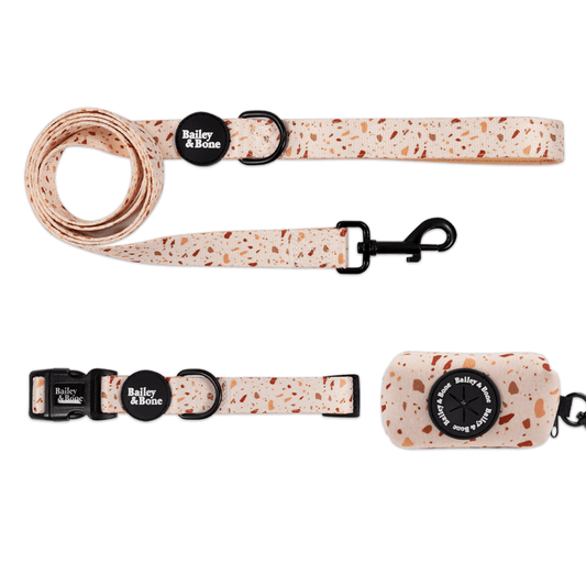 Brown And Beige Terrazzo Collar And Lead Bundle