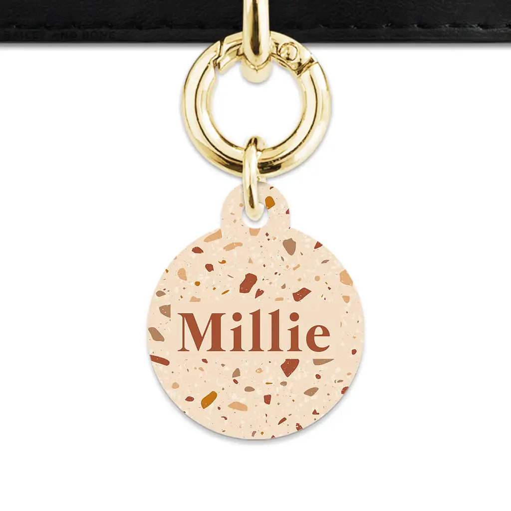 Brown And Beige Terrazzo Pet ID Tag
