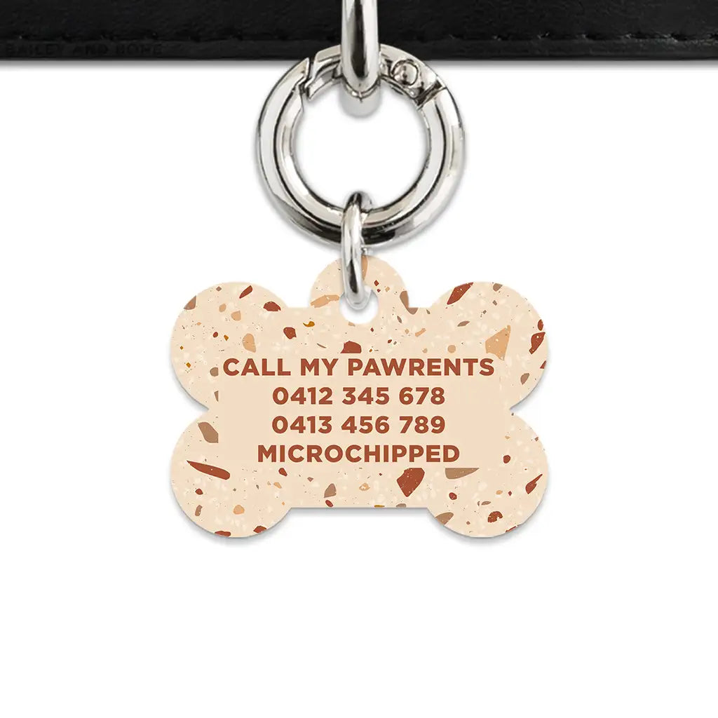 Brown And Beige Terrazzo Pet ID Tag