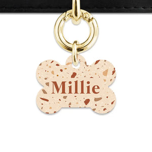 Brown And Beige Terrazzo Pet ID Tag