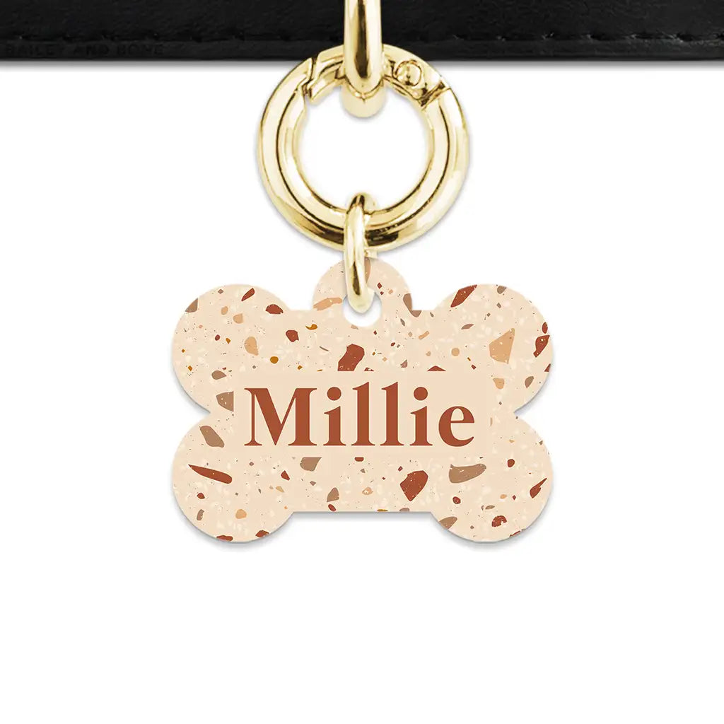 Brown And Beige Terrazzo Pet ID Tag