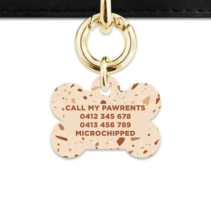 Brown And Beige Terrazzo Pet ID Tag