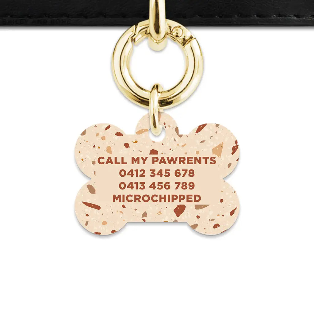 Brown And Beige Terrazzo Pet ID Tag