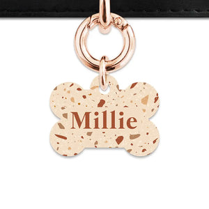 Brown And Beige Terrazzo Pet ID Tag