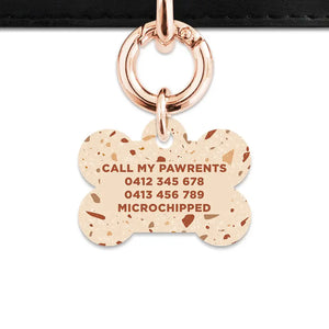 Brown And Beige Terrazzo Pet ID Tag