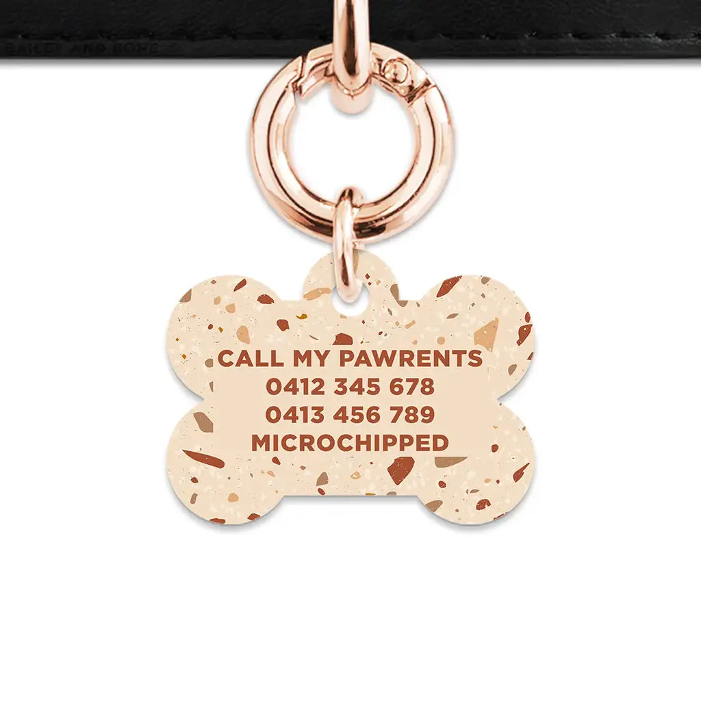 Brown And Beige Terrazzo Pet ID Tag