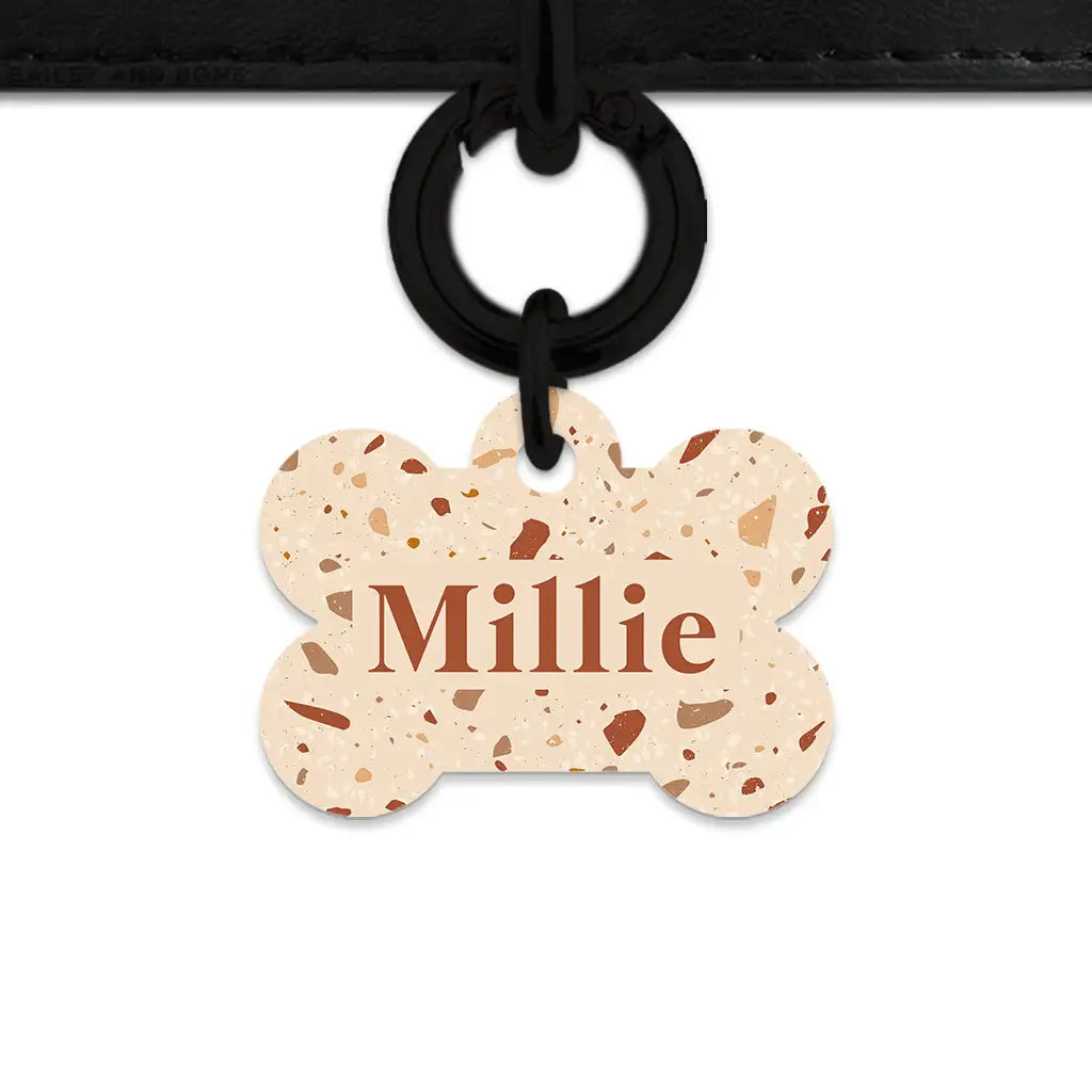 Brown And Beige Terrazzo Pet ID Tag