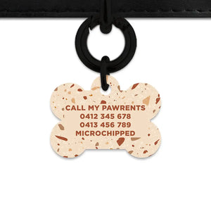 Brown And Beige Terrazzo Pet ID Tag