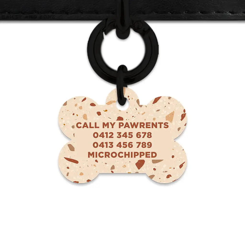 Brown And Beige Terrazzo Pet ID Tag