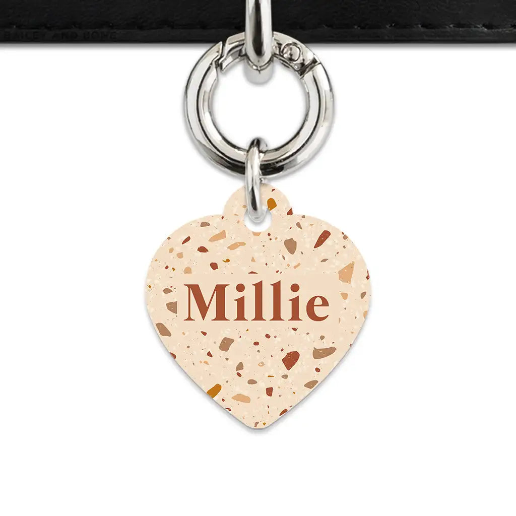 Brown And Beige Terrazzo Pet ID Tag