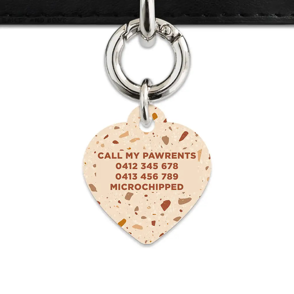 Brown And Beige Terrazzo Pet ID Tag