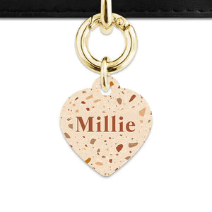 Brown And Beige Terrazzo Pet ID Tag