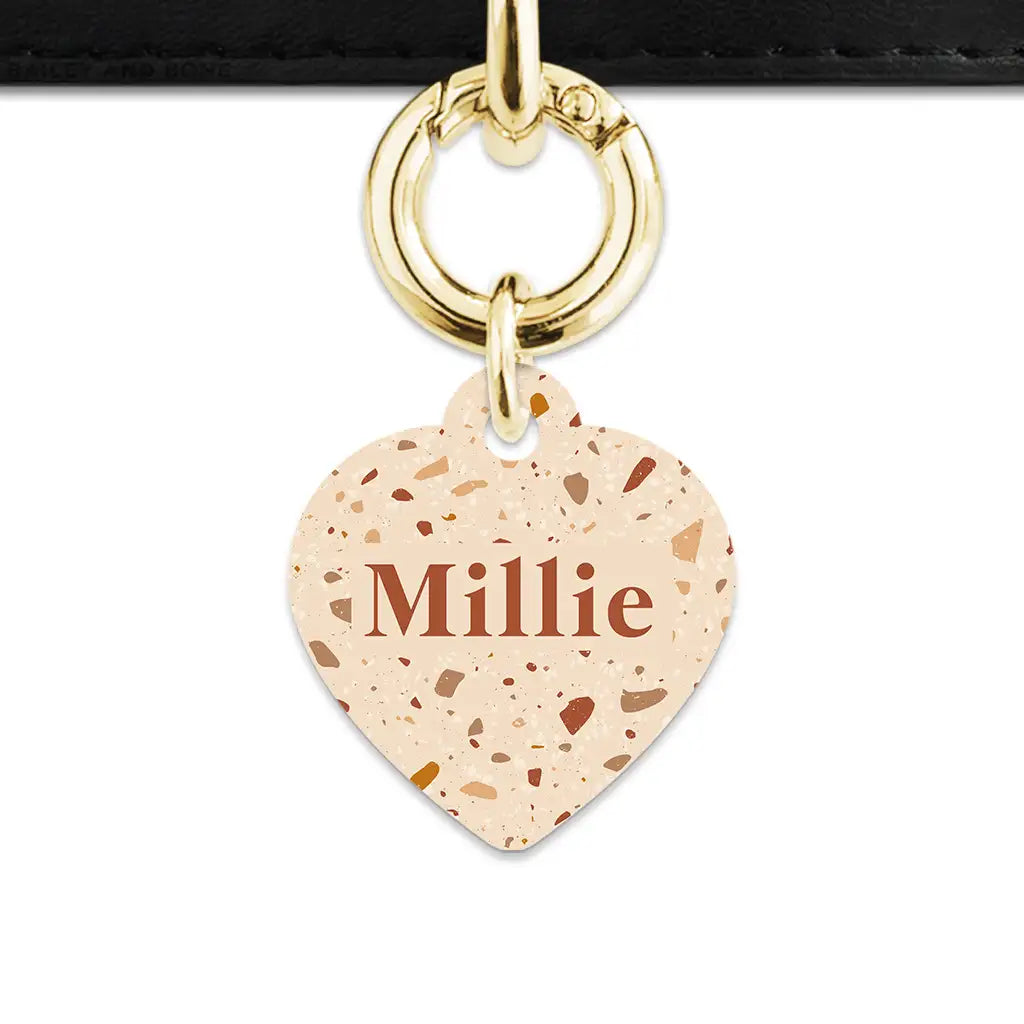 Brown And Beige Terrazzo Pet ID Tag