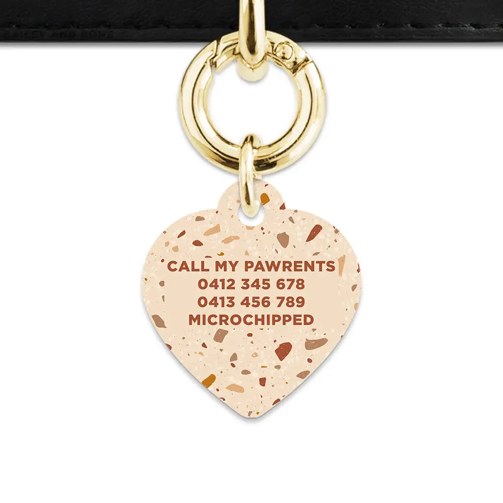 Brown And Beige Terrazzo Pet ID Tag