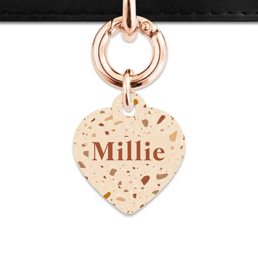Brown And Beige Terrazzo Pet ID Tag