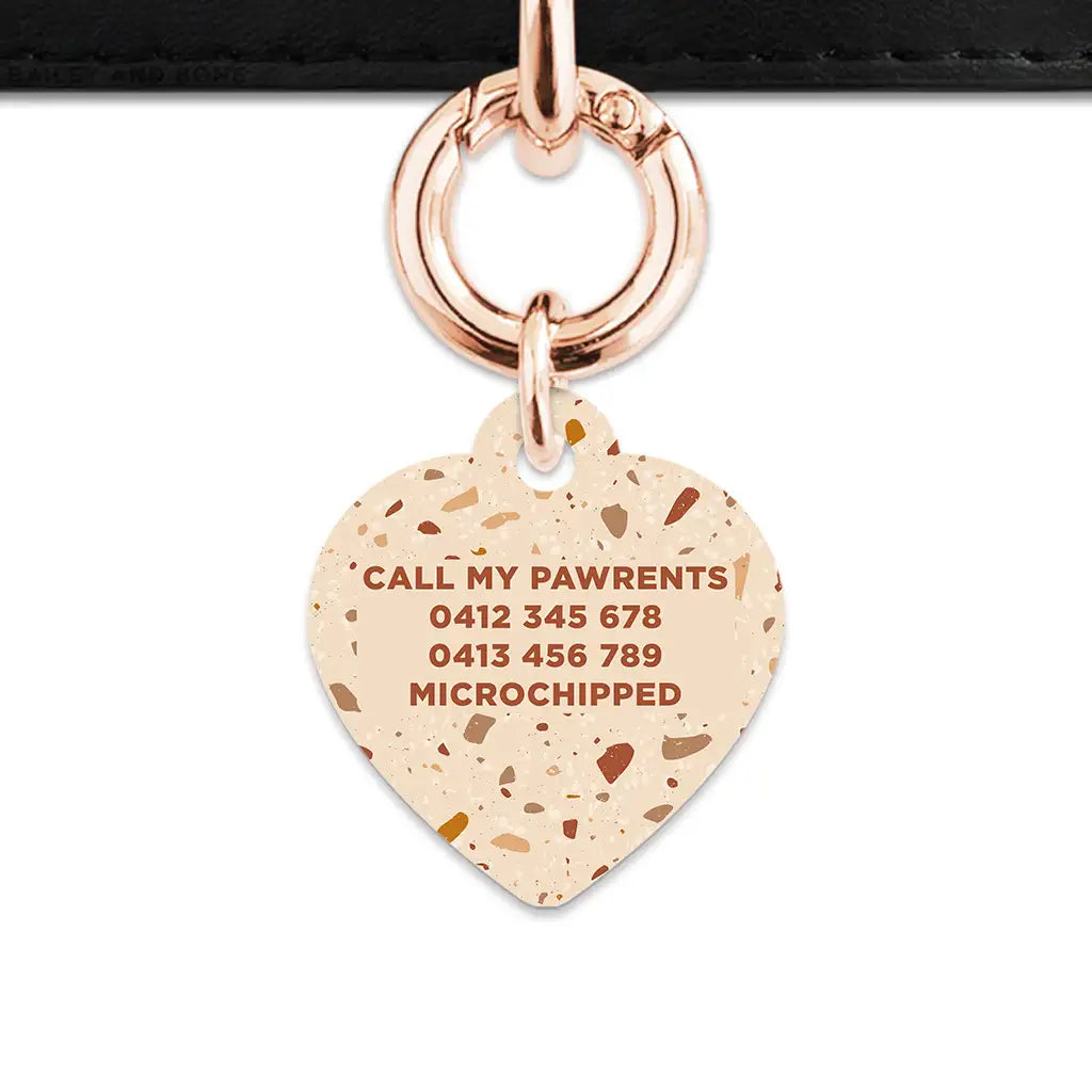 Brown And Beige Terrazzo Pet ID Tag