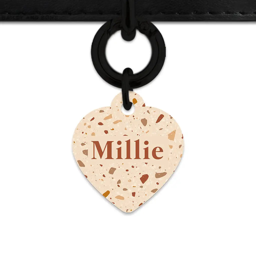 Brown And Beige Terrazzo Pet ID Tag