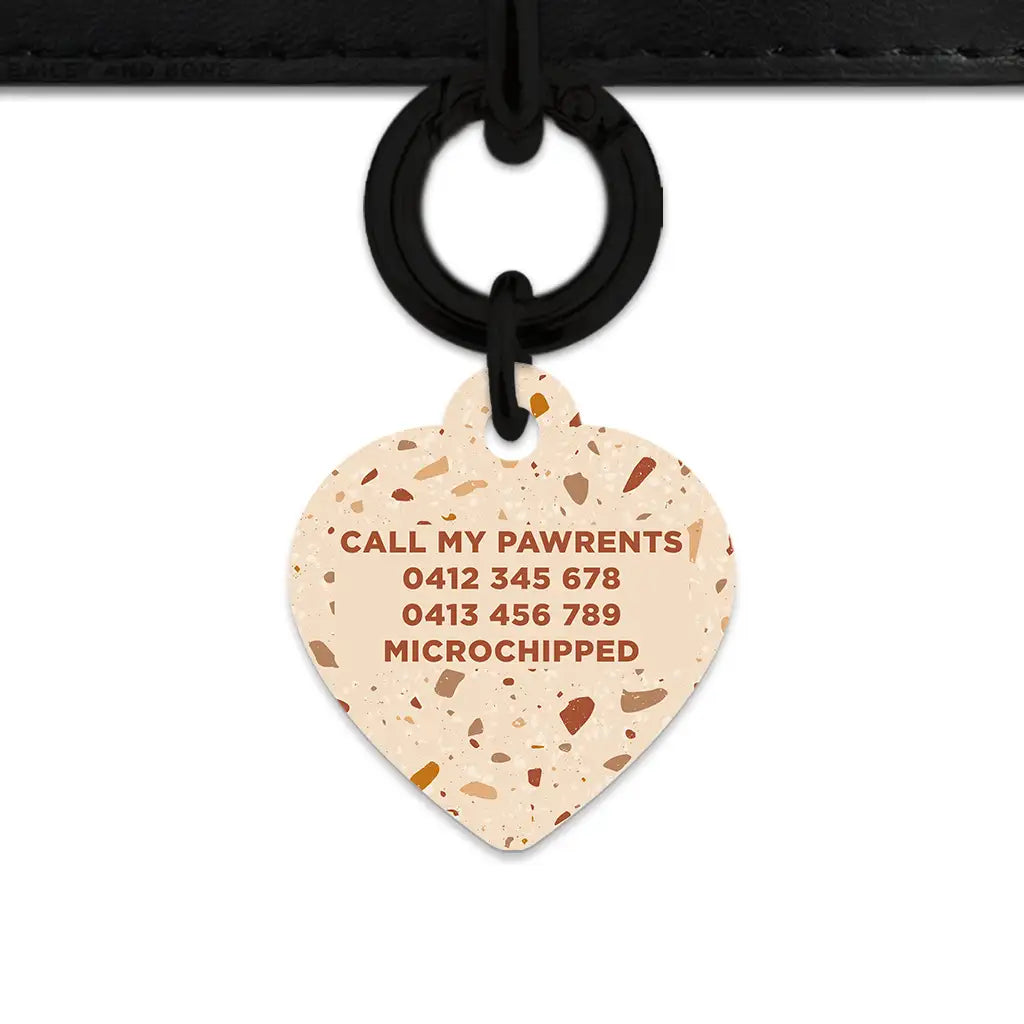 Brown And Beige Terrazzo Pet ID Tag