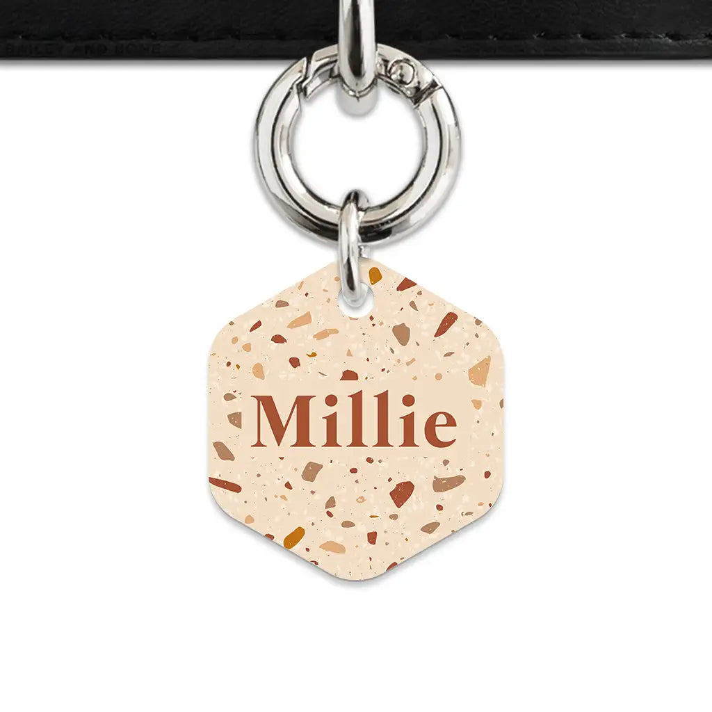 Brown And Beige Terrazzo Pet ID Tag