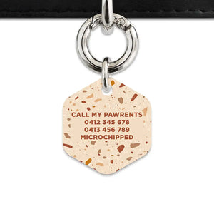 Brown And Beige Terrazzo Pet ID Tag