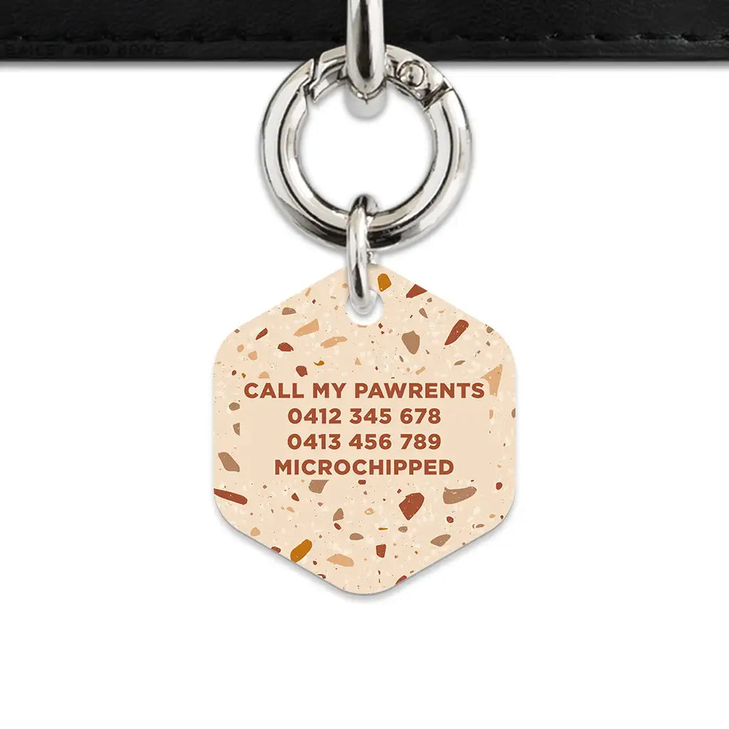 Brown And Beige Terrazzo Pet ID Tag