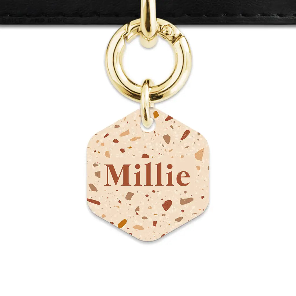 Brown And Beige Terrazzo Pet ID Tag