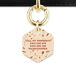 Brown And Beige Terrazzo Pet ID Tag