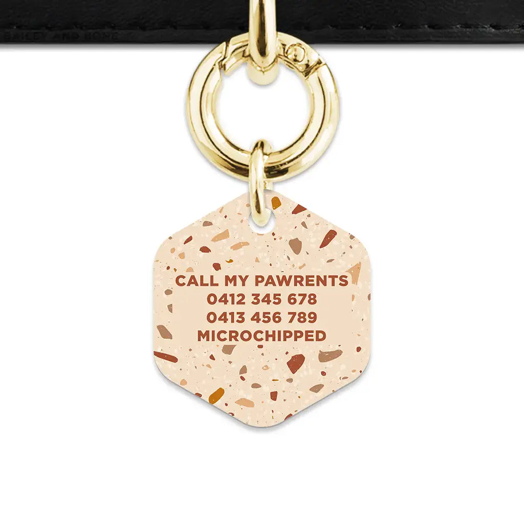 Brown And Beige Terrazzo Pet ID Tag