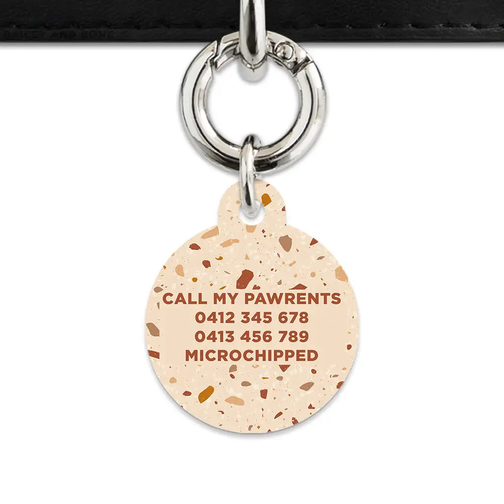 Brown And Beige Terrazzo Pet ID Tag