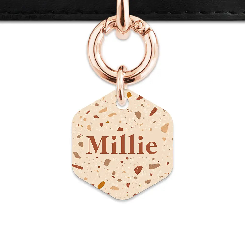 Brown And Beige Terrazzo Pet ID Tag