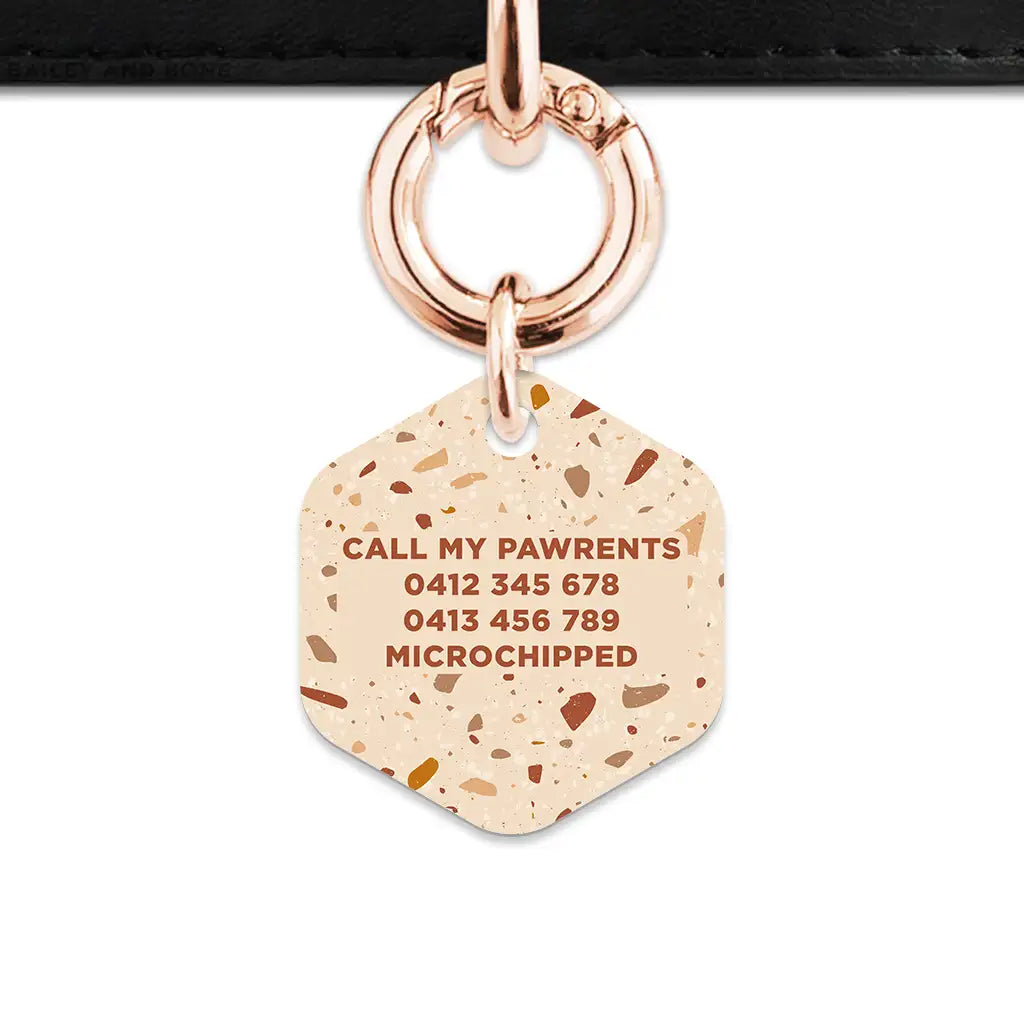 Brown And Beige Terrazzo Pet ID Tag