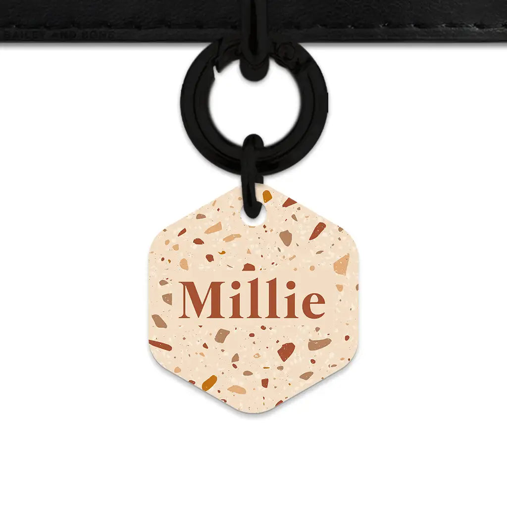 Brown And Beige Terrazzo Pet ID Tag