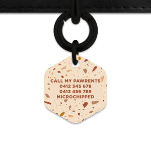 Brown And Beige Terrazzo Pet ID Tag