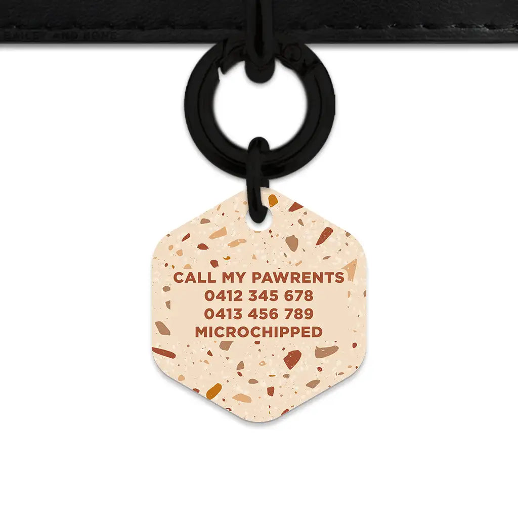 Brown And Beige Terrazzo Pet ID Tag