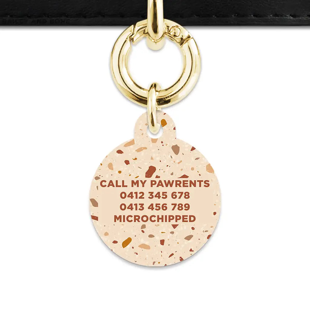 Brown And Beige Terrazzo Pet ID Tag
