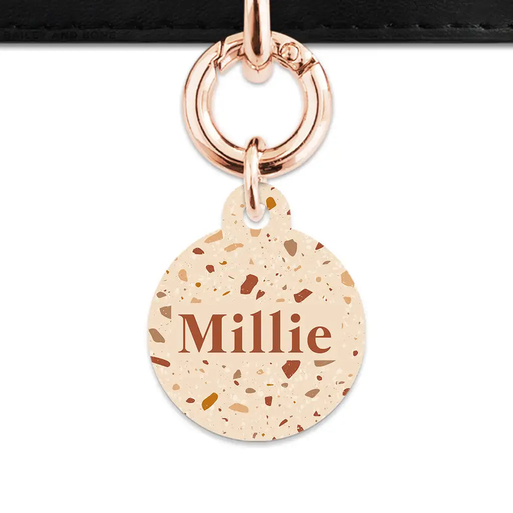 Brown And Beige Terrazzo Pet ID Tag