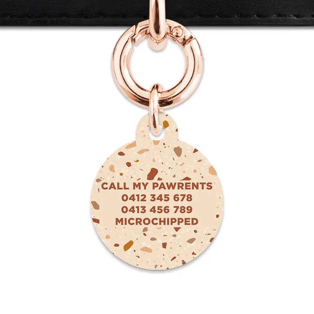 Brown And Beige Terrazzo Pet ID Tag